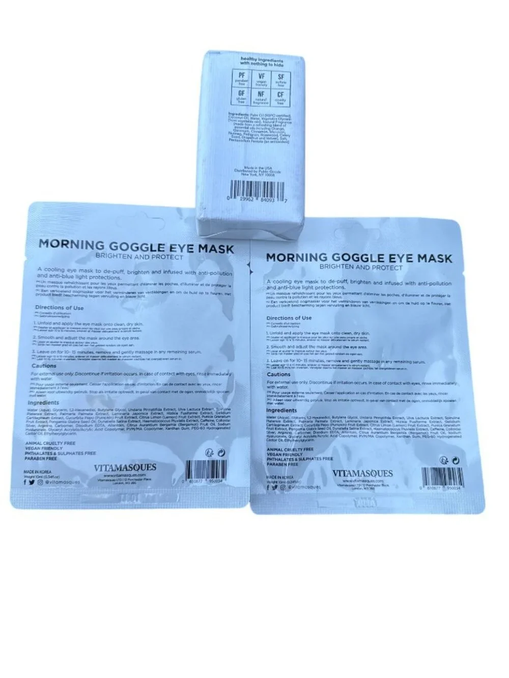 Public Good Bar Soap 5oz / 2- morning Google Eye Mask Brighten Protect NWT